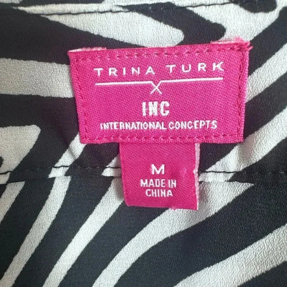 Trina Turk INC zebra print kimono top with rainbow print on sleeves size medium - Picture 10 of 11